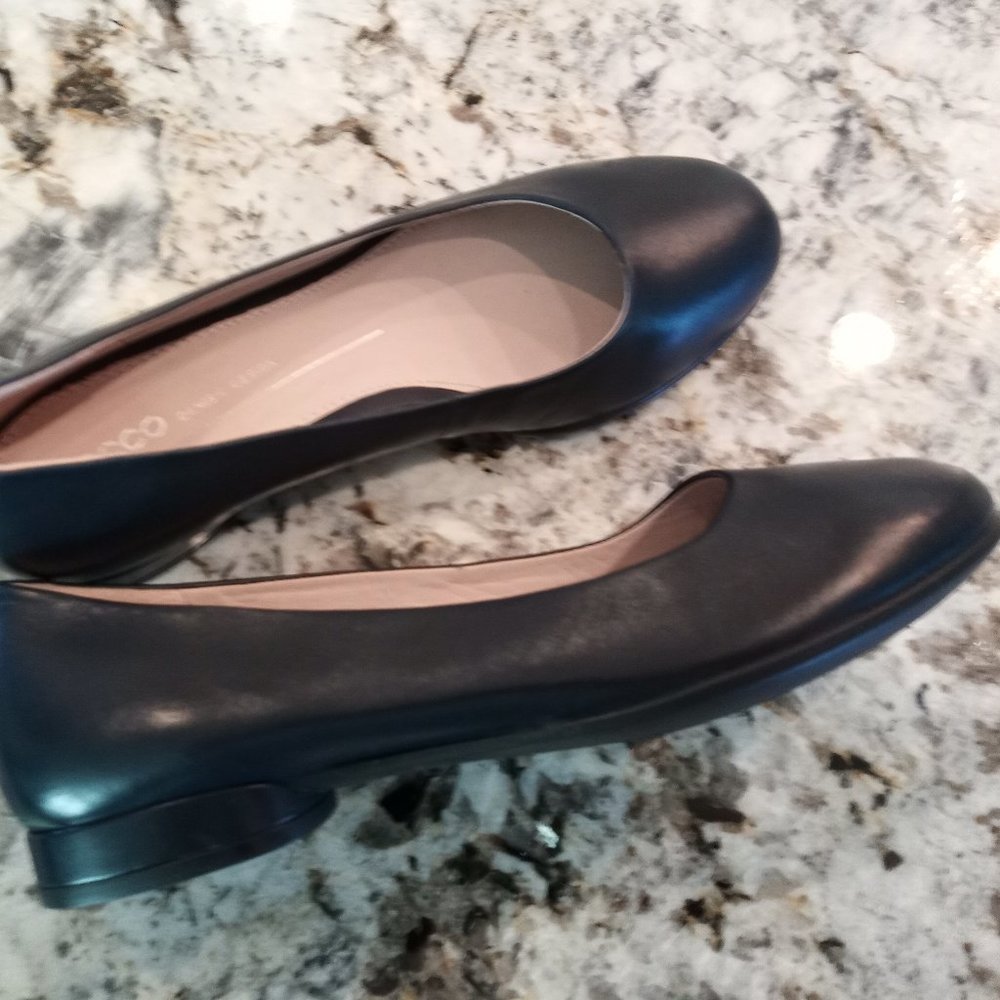 ECCO Ballerina Ballet Flat Navy Leather - Picture 4 of 7